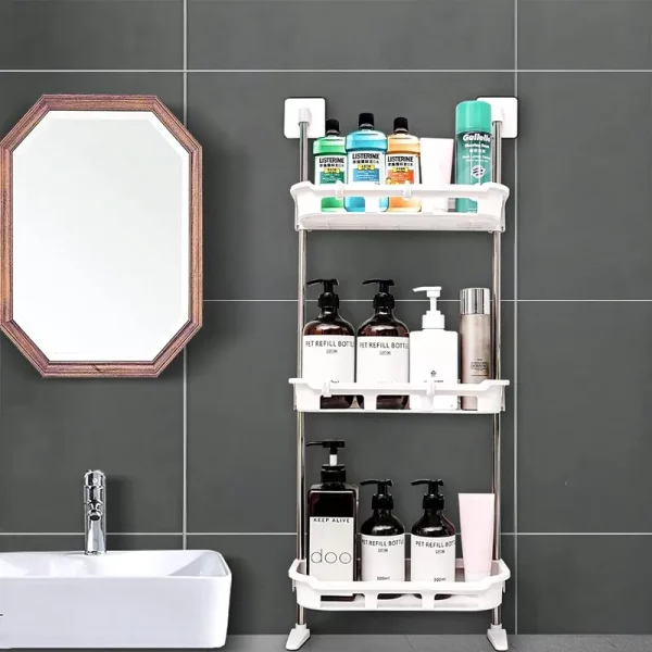 3 Tier Multifunctional Kitchen & Bathroom Wall Hanging Storage Rack - Image 2